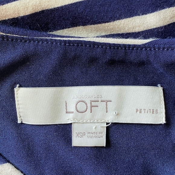 Loft Women's Extra Small Petite Stripe Layered Midi Dress Navy & White - Picture 4 of 6